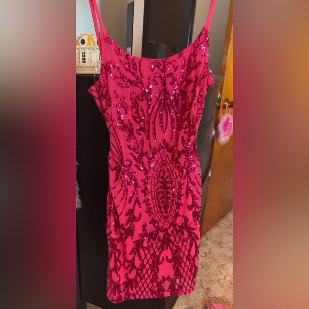 Pink Sequin Bodycon Mini Dress